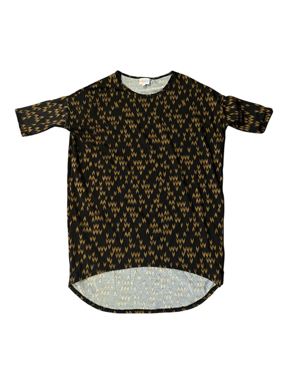 LuLaRoe Irma Tunic Black and Gold Geometric Size XXS